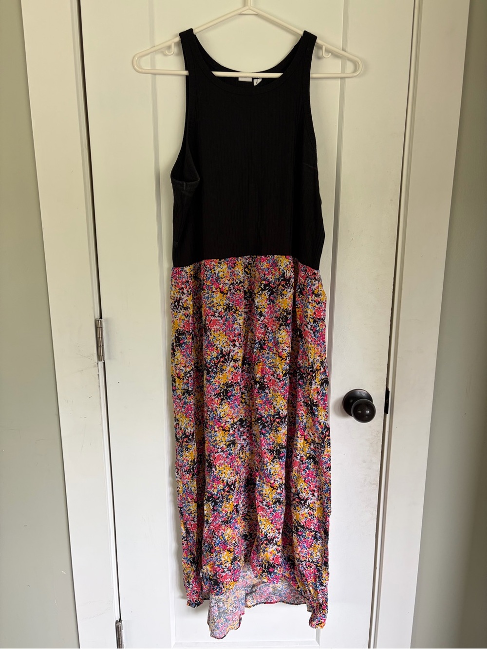 GAP Black Tank with Multicolor Floral Skirt Maxi Dress